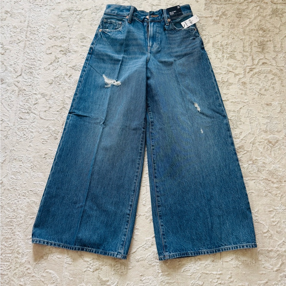 Express Wide Leg ankle High Rise Jeans in Deep Blue 2R NWT